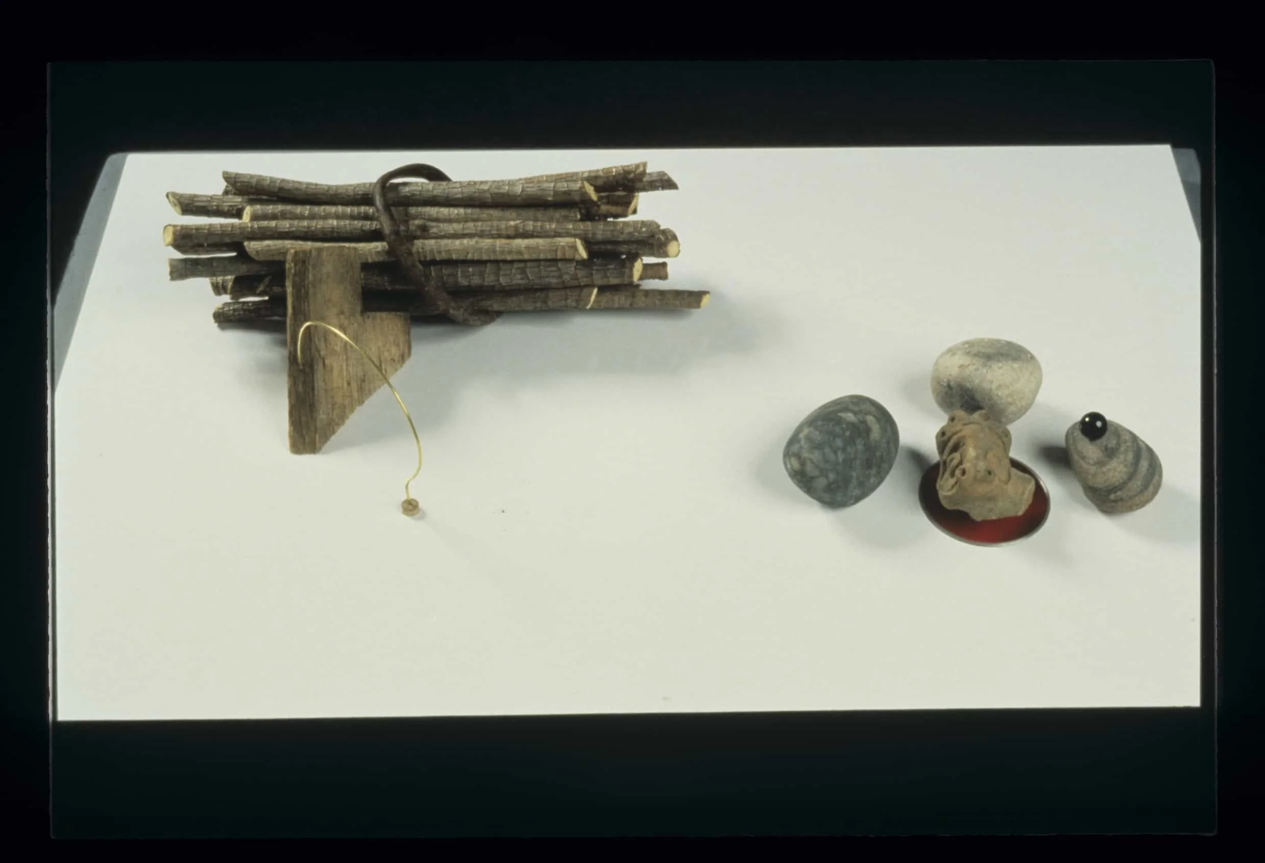 "Auspicious Union" 1987, Mixed Media with Taino Artifact, 4"H x 24"W x 18"D