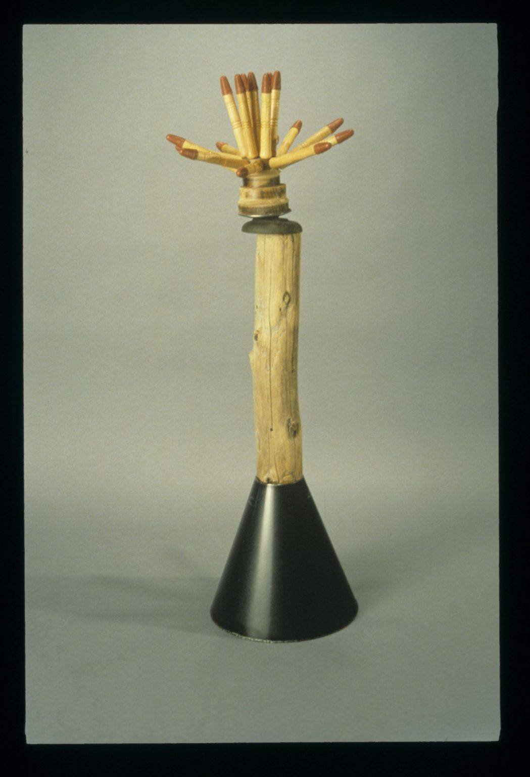 "Under Louise's Hat" 1992, Wood, Steel, Rubber, 43"H x 15"W x 15"D