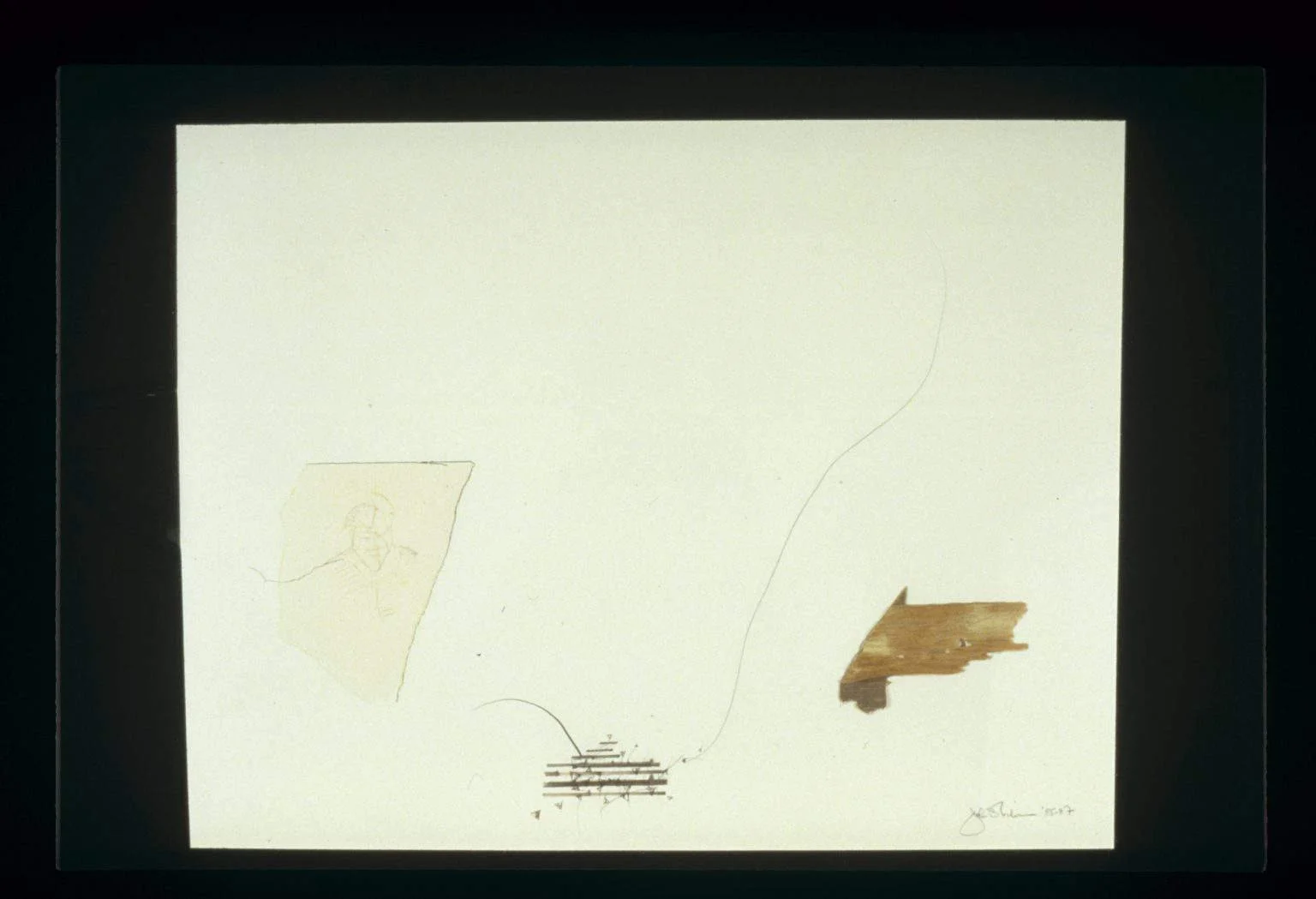 "The Music Lesson" 1987, Mixed Media on Paper, 19"H x 25"W