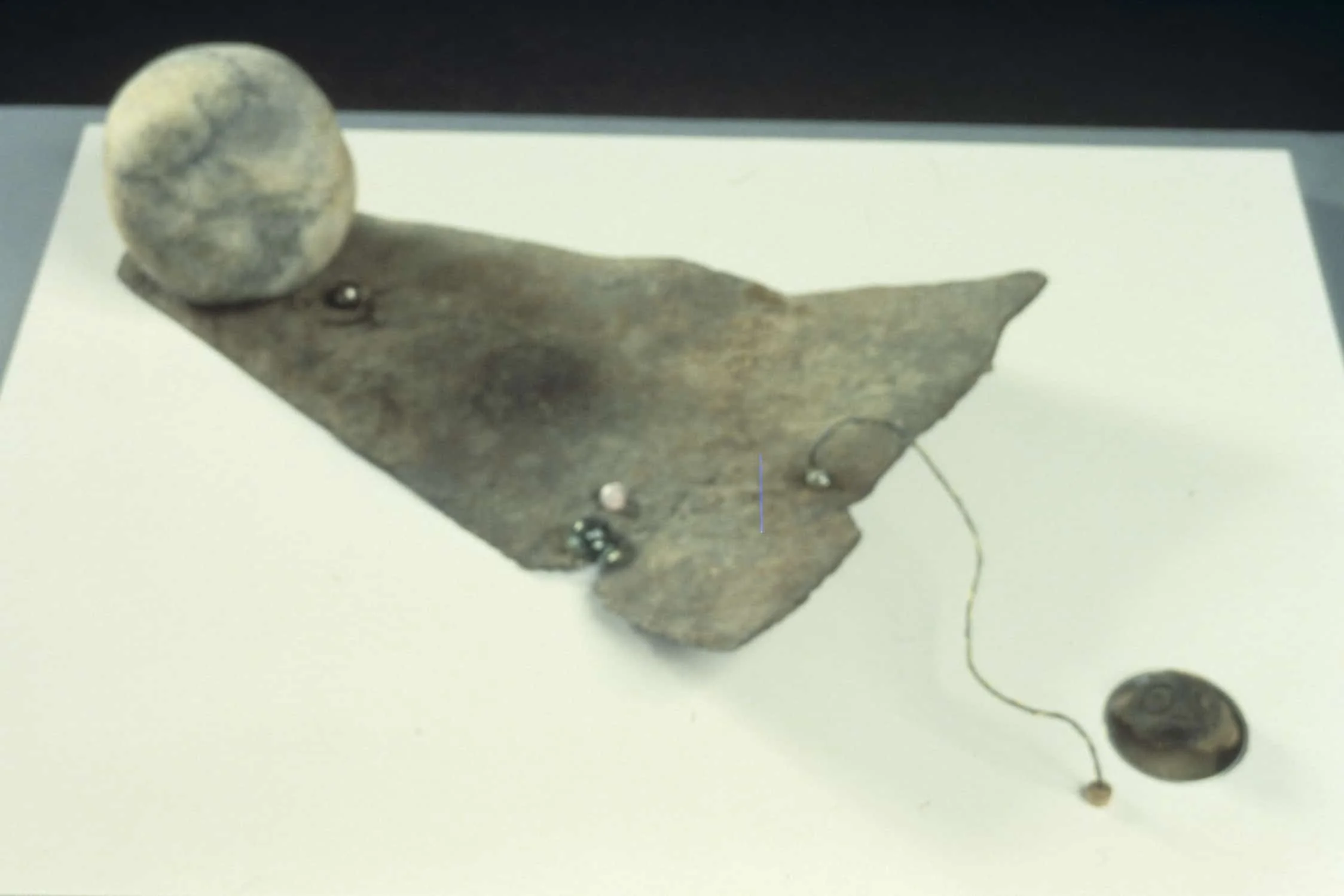 "Cerrillos Circuit" 1987, Mixed Media with Taino Artifact, 5"H x 21"W x 16"D