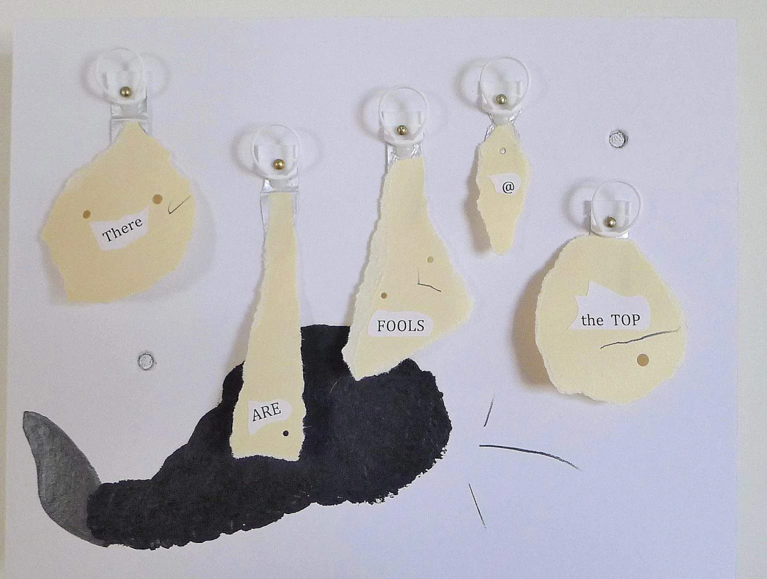 "Top Fools" 2011, Mixed Media on Paper, 9"H x 11"W