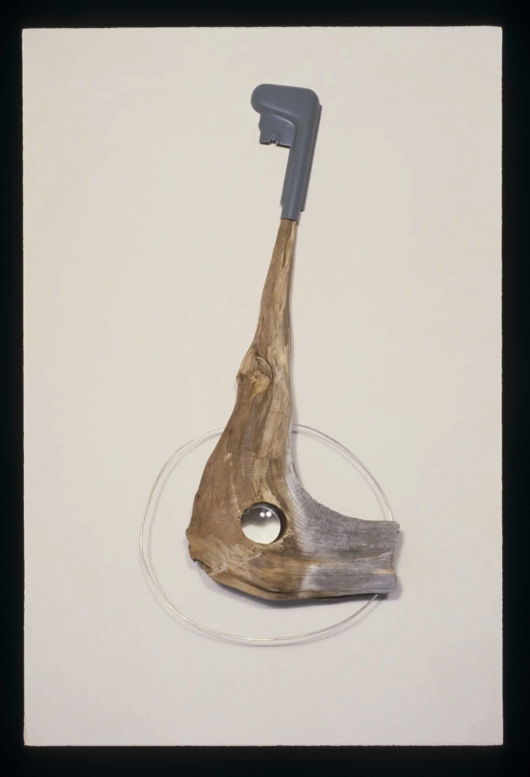 "La Caña Cara" 1990, Wood, Steel, Glass, Silver, 30"H x 13"W x 6"D