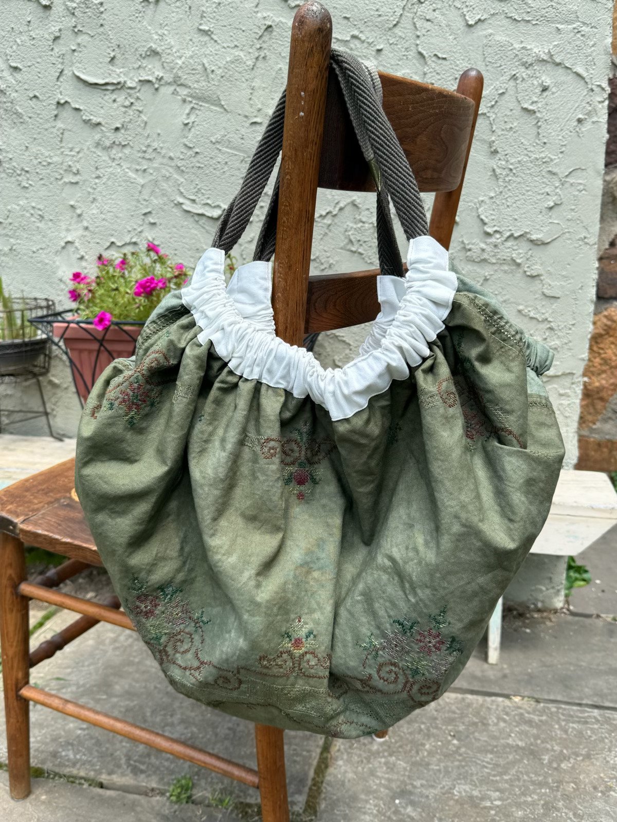 The Roomy Bag Collection created from remnant and vintage textiles, and belts cast off at the thrift