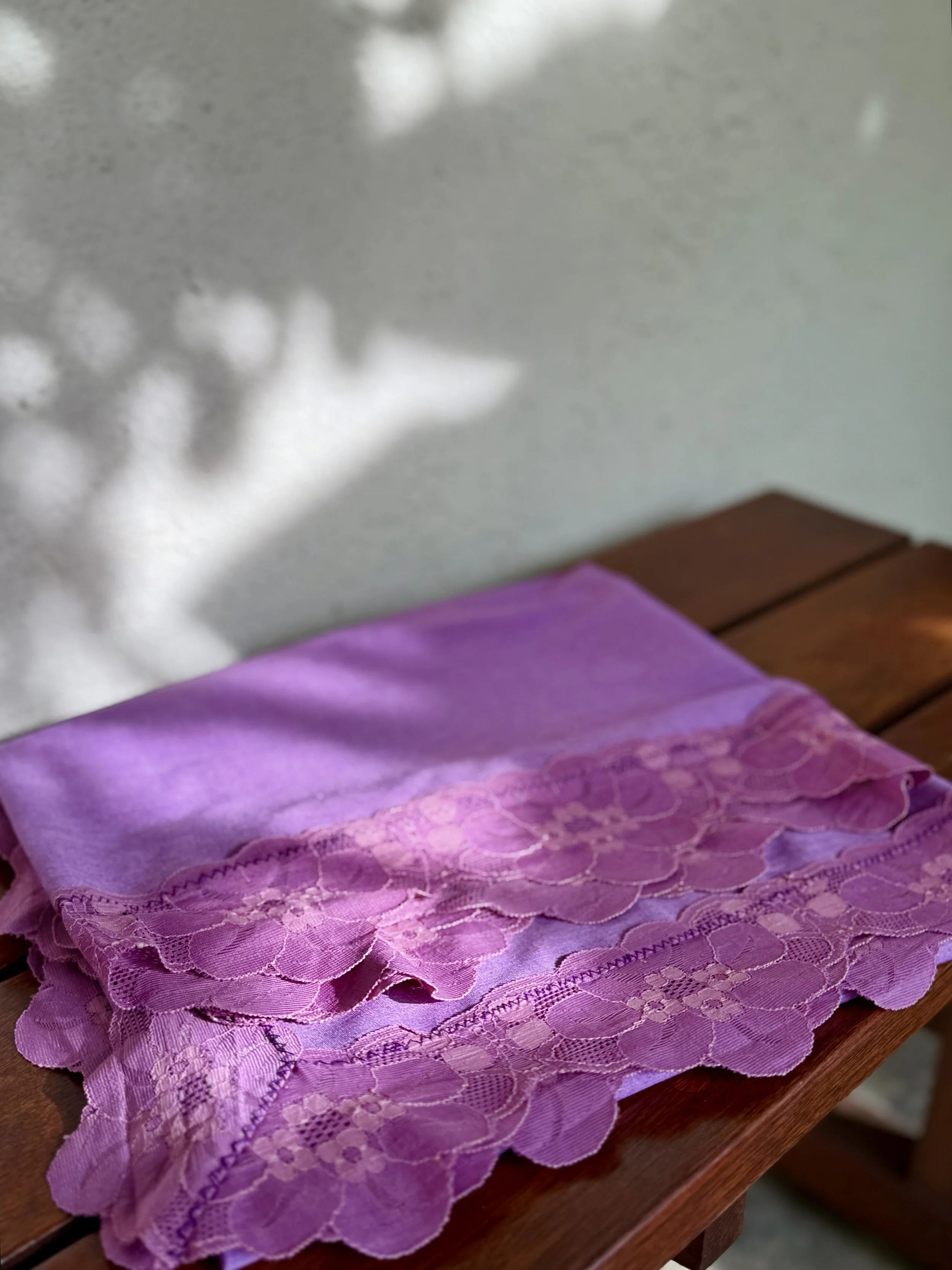 Vintage Linen Tablecloth Dyed in Midpoint Plum