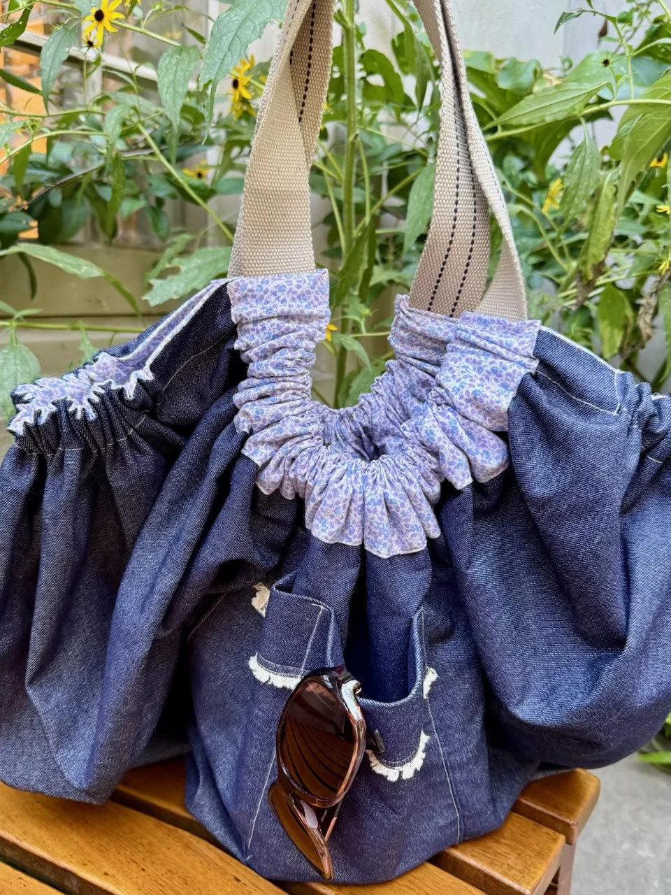 The Roomy Bag Collection created from remnant and vintage textiles, and belts cast off at the thrift