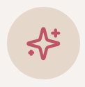 Pink star with a plus sign inside a beige circle