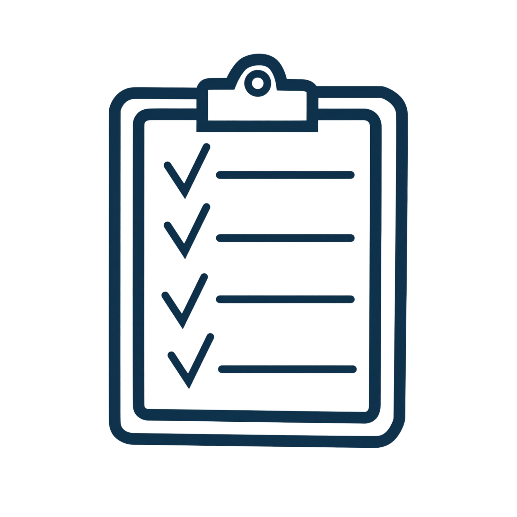 Icon of a checklist on a clipboard with four checked items.