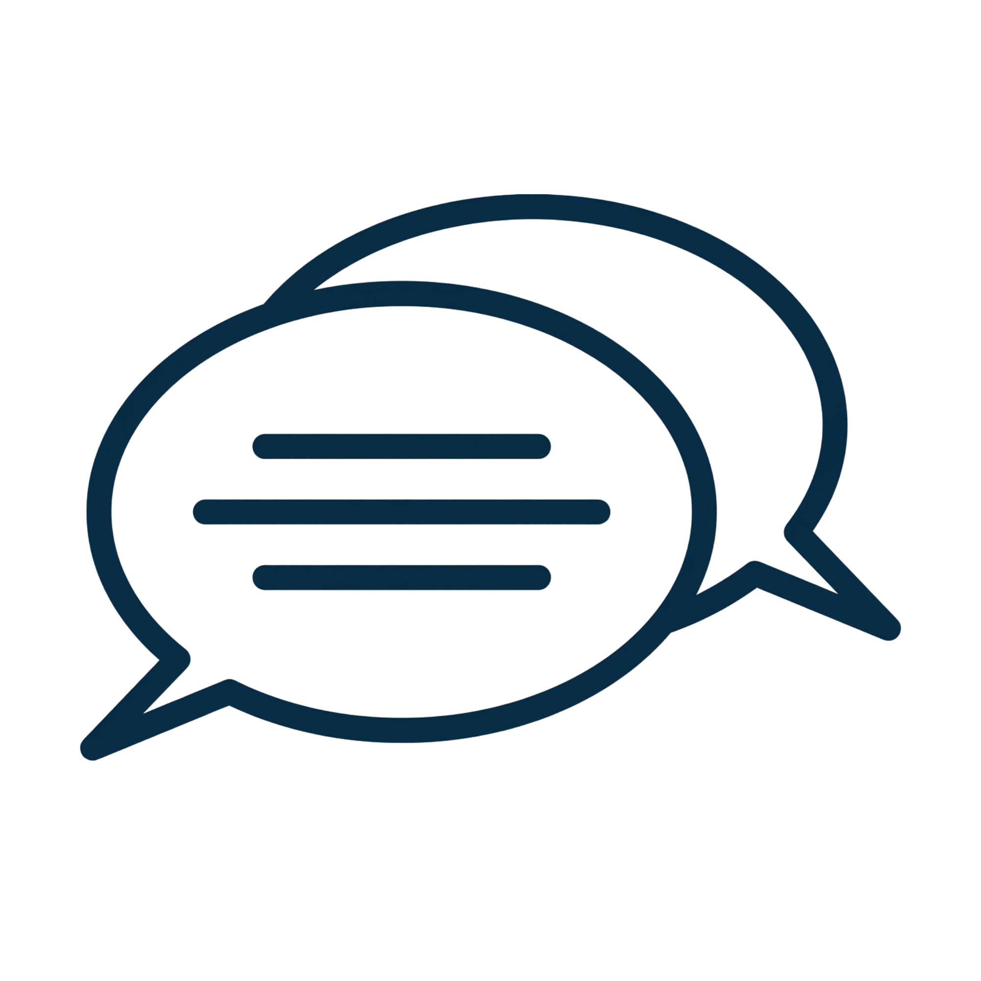 Speech bubbles icon with horizontal lines representing conversation or messaging.