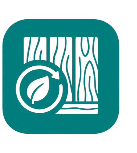 Water conservation icon with a faucet, water droplets, and a leaf.