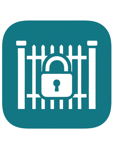Padlock icon inside a fence or gate symbol.