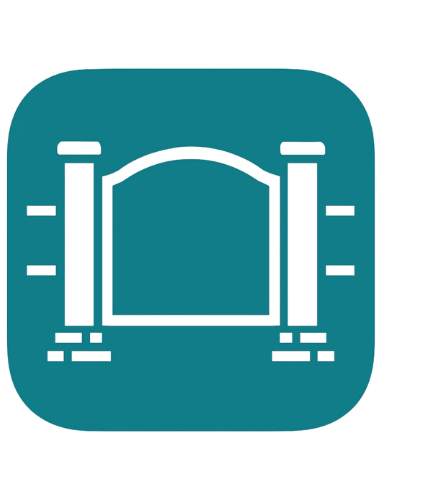 A stylized icon of a roller coaster track with supports.