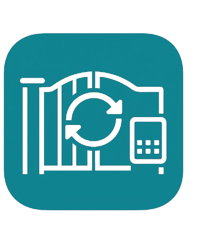 An icon representing cloud storage and data backup with a cloud, a circular arrow, bars, and a file folder.
