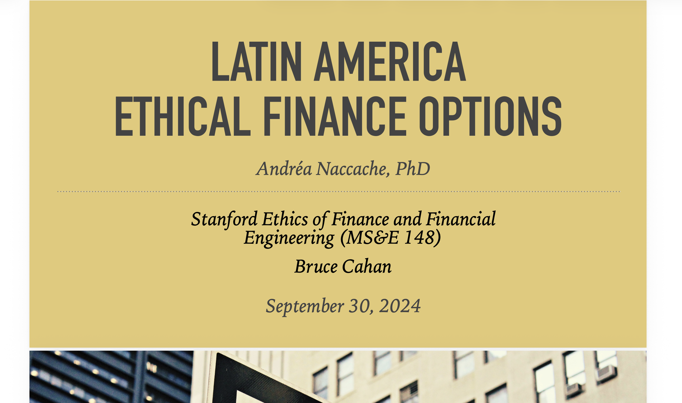 Latam Ethical Finance Options