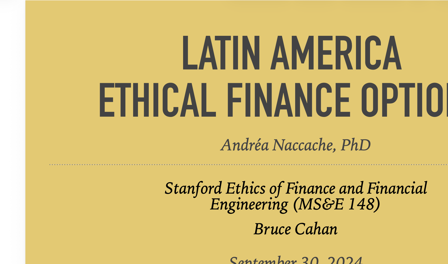 Latam Ethical Finance Options