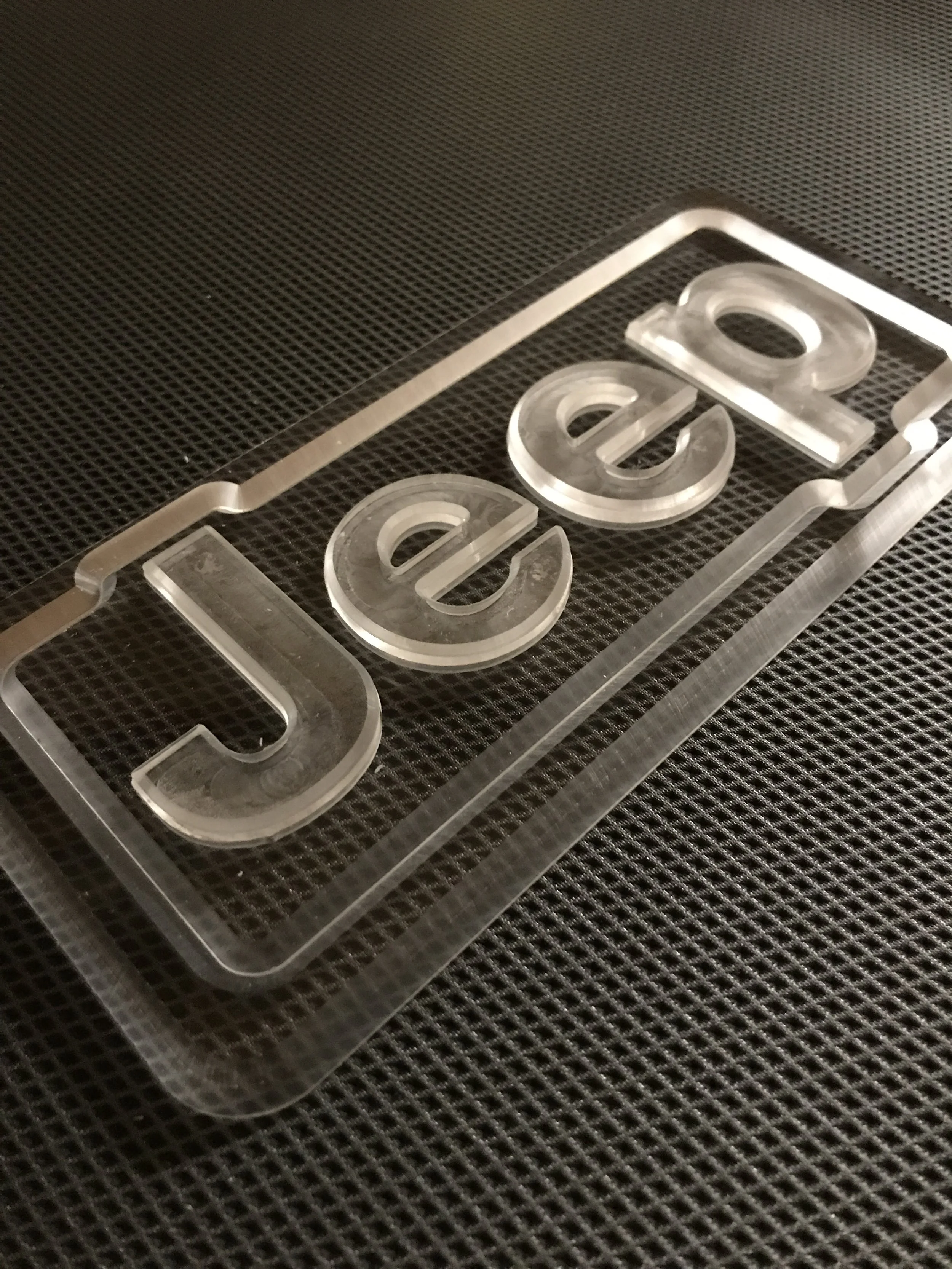 Close-up of a clear acrylic 