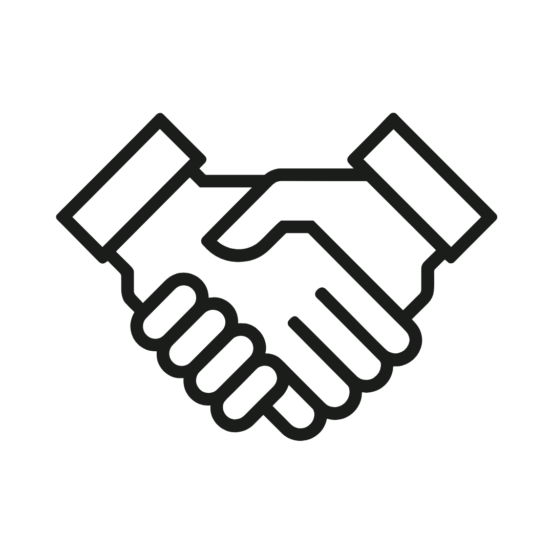 Icon of two hands shaking, symbolizing agreement or partnership.