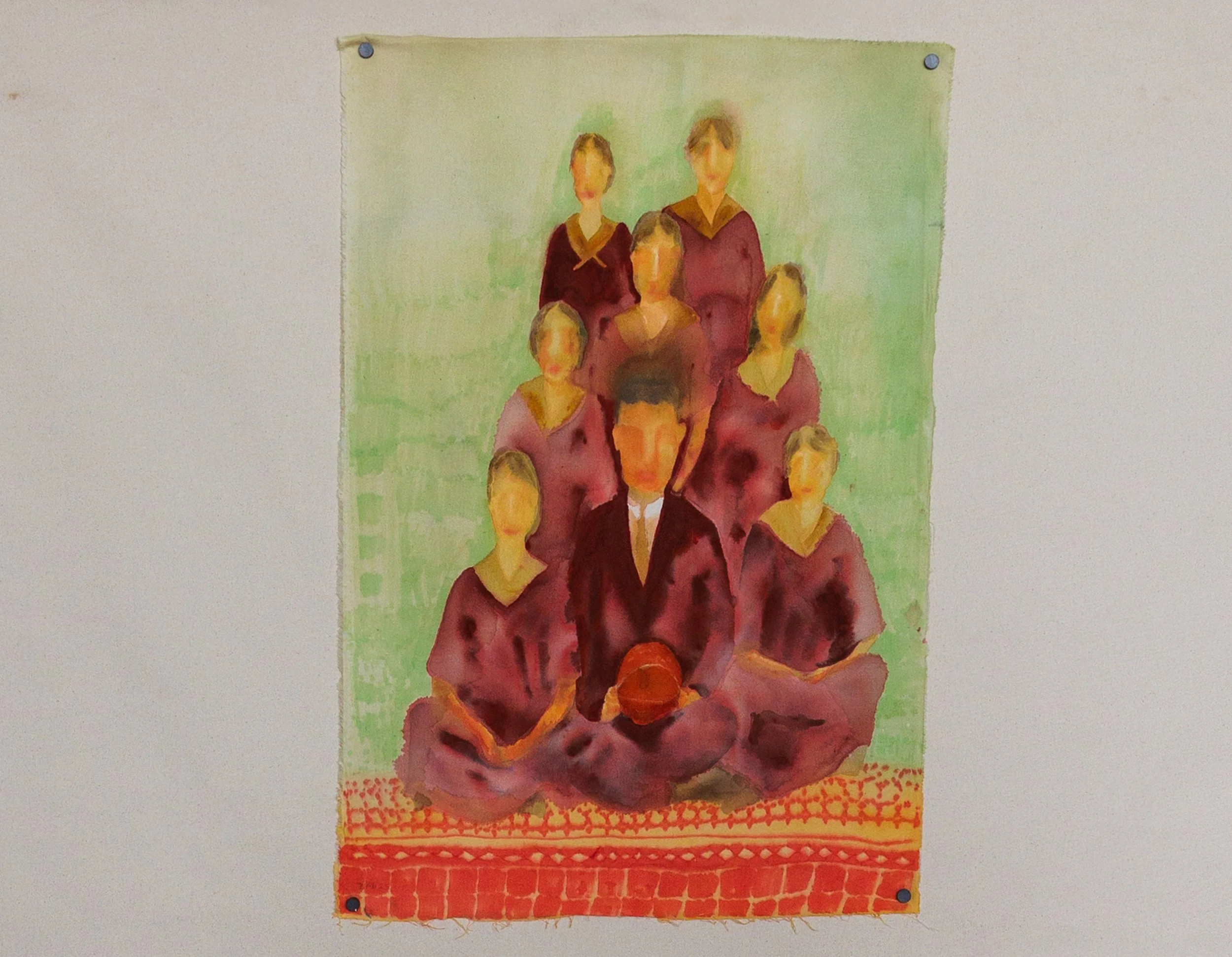 There's Nothing Scarier Than a Well Trained Basketball Team  20" x 30" gouache, marker, cotton | 2025