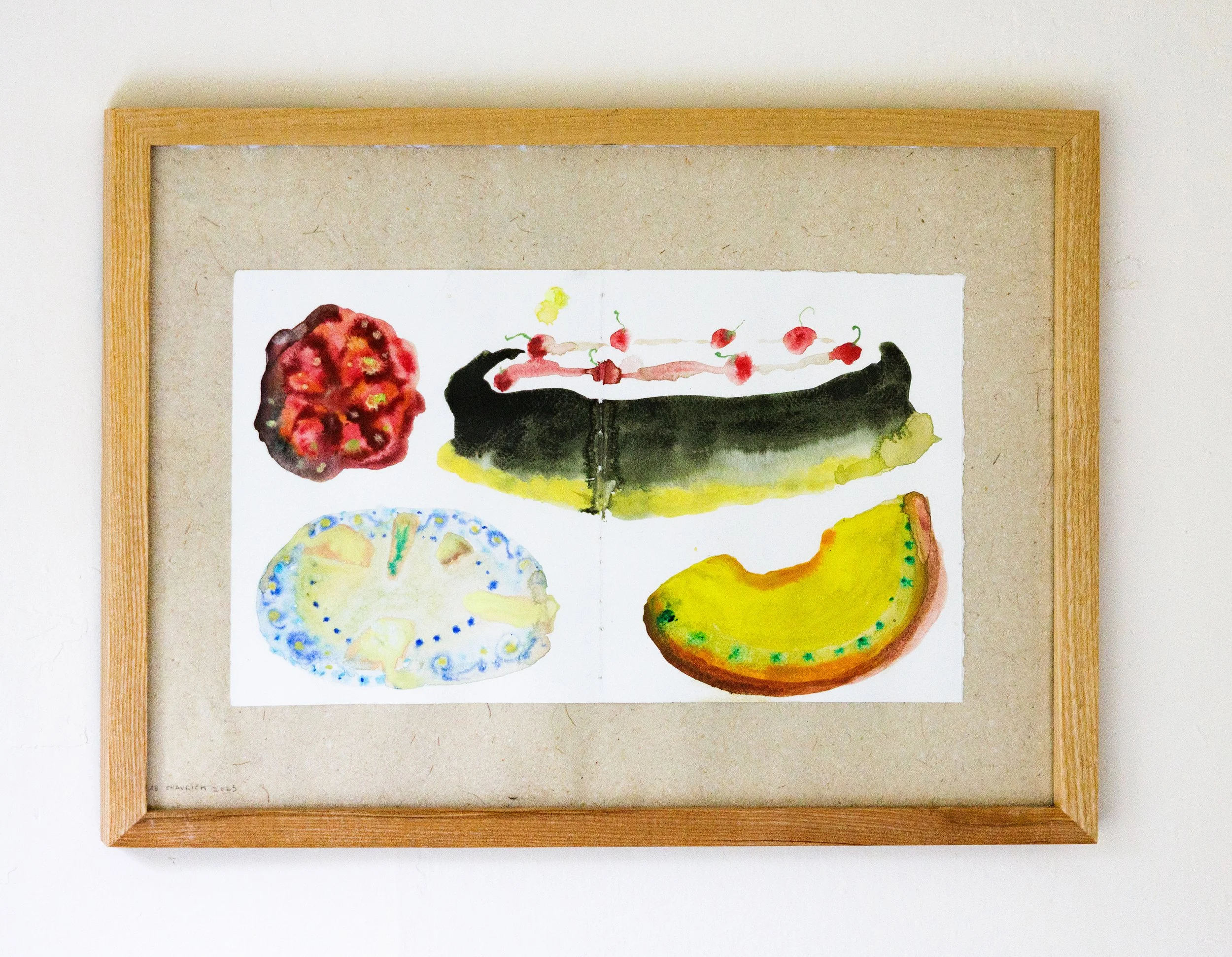And maybe I will never truly eat again | acrylic on paper | 14 x 9, framed 18 x 14