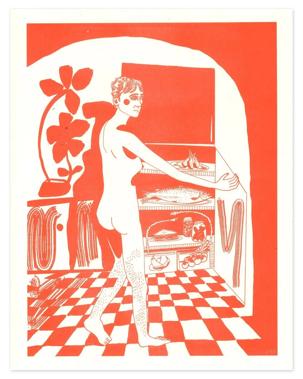 Portrait in Red Riso Print