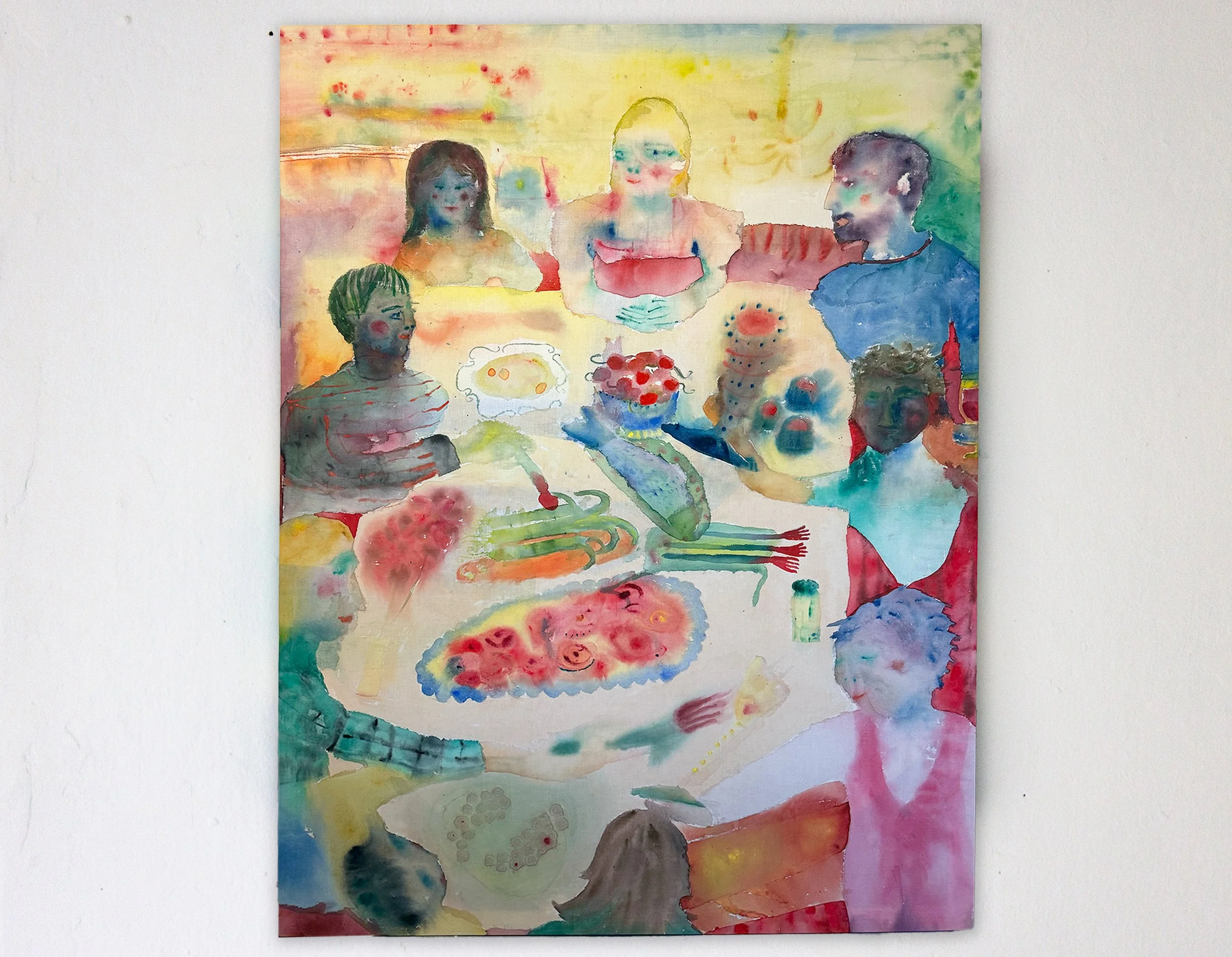 Shabbos lunch in the dining room, the House on Silver Hill | watercolor and gauche on stretched cotton | 40 x 50
