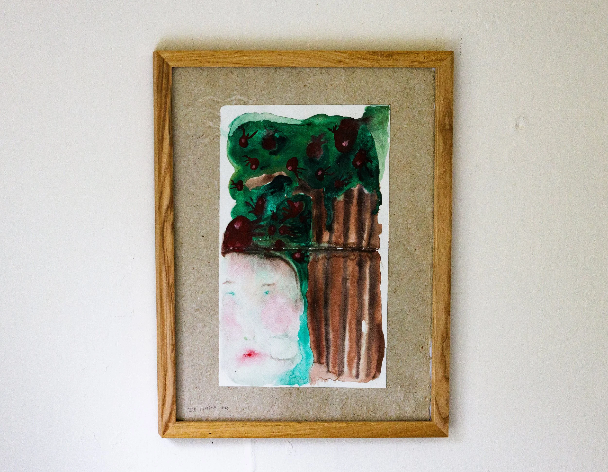 Using my head as my feet | acrylic on paper | 9 x 14, framed 14 x 18