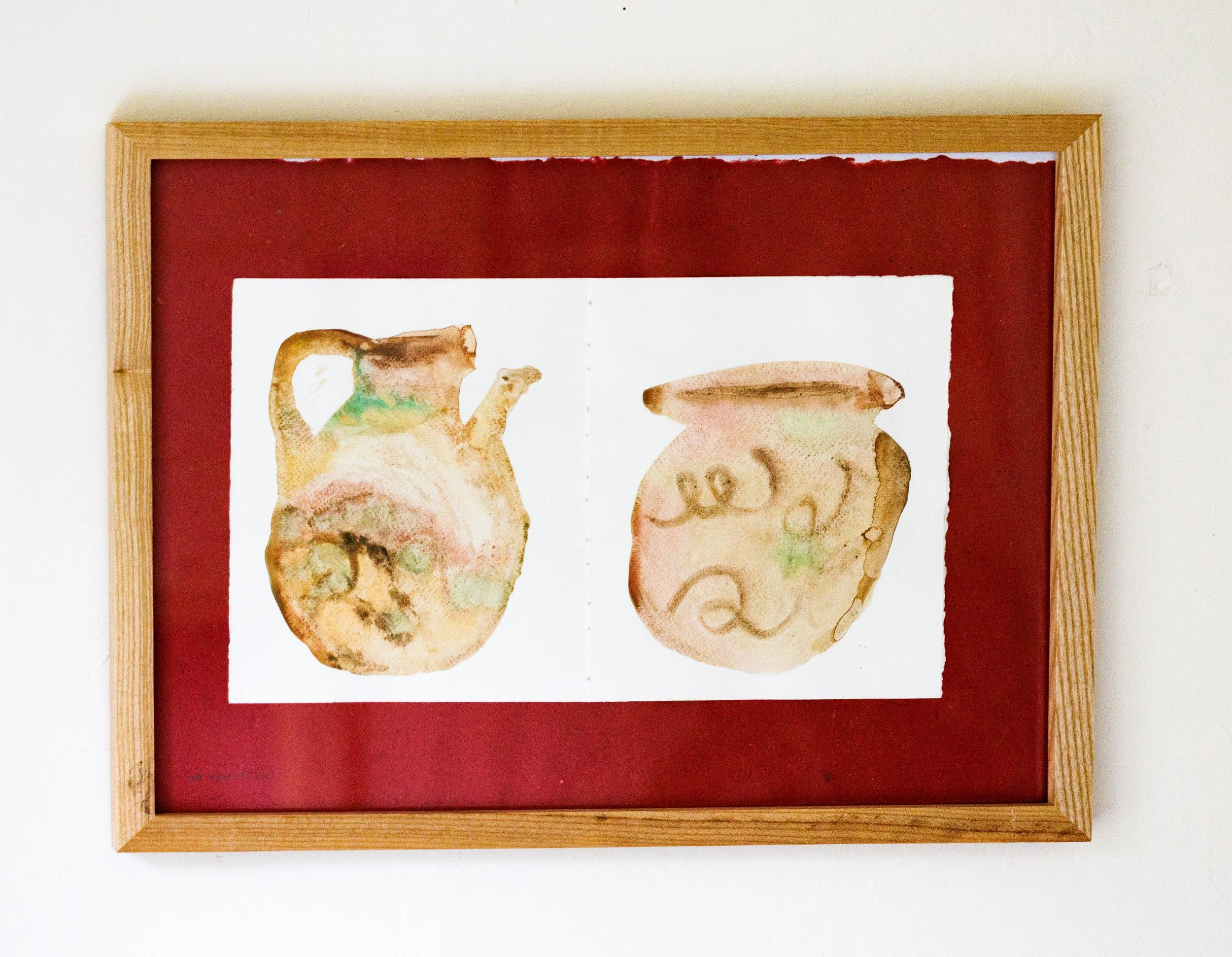 Piedra de rio tiendita de barro | acrylic on paper | 14 x 9, framed 18 x 14