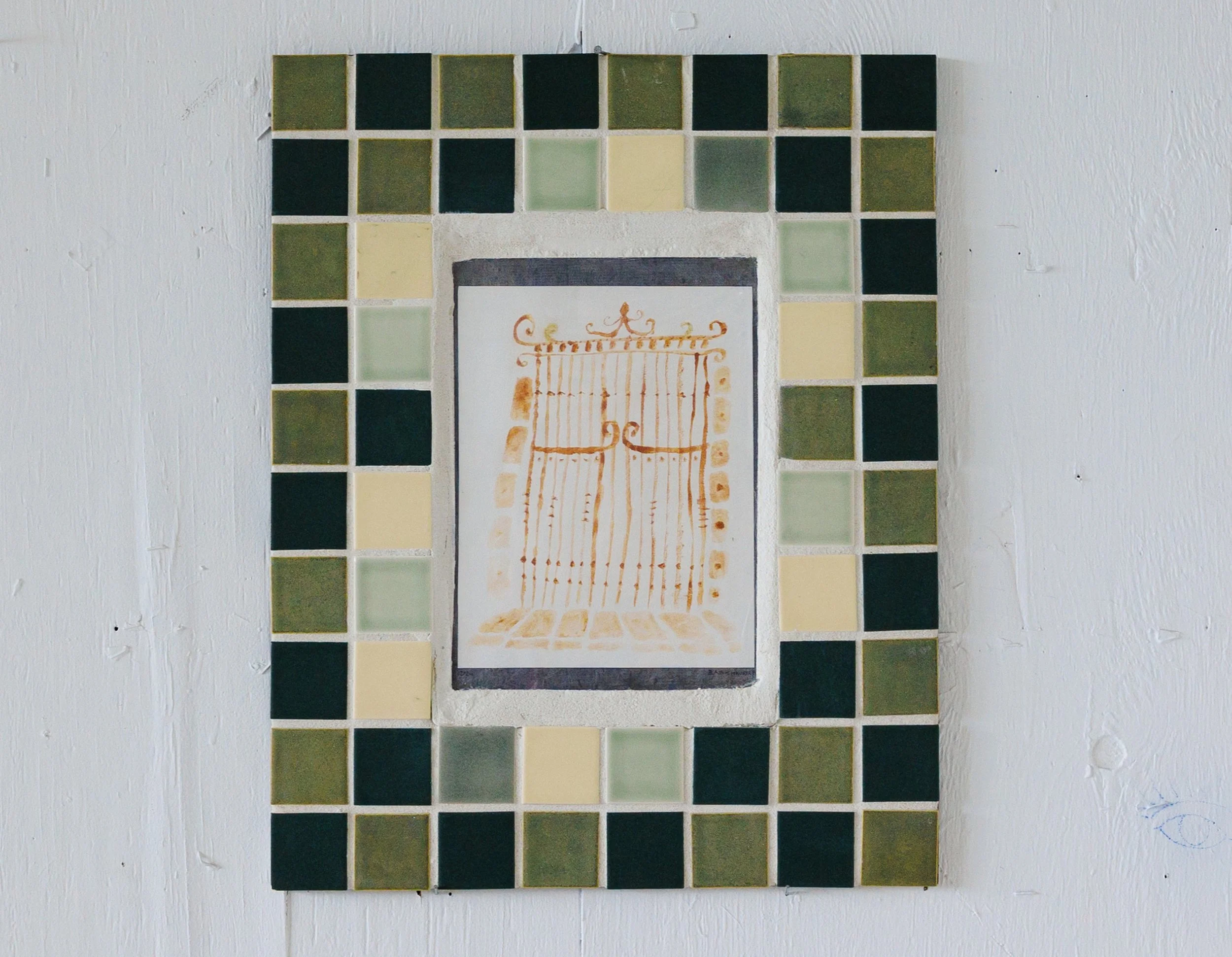 Oaxacan Gate | 16" x 20" soil, tile | 2024