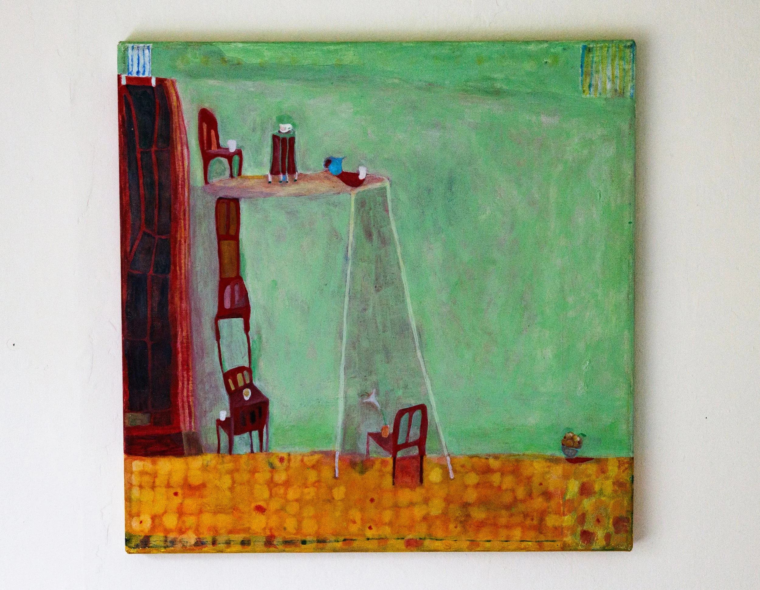 Please let go of my collar, I’m trying to grow tall and mighty | acrylic on canvas | 16 x 16