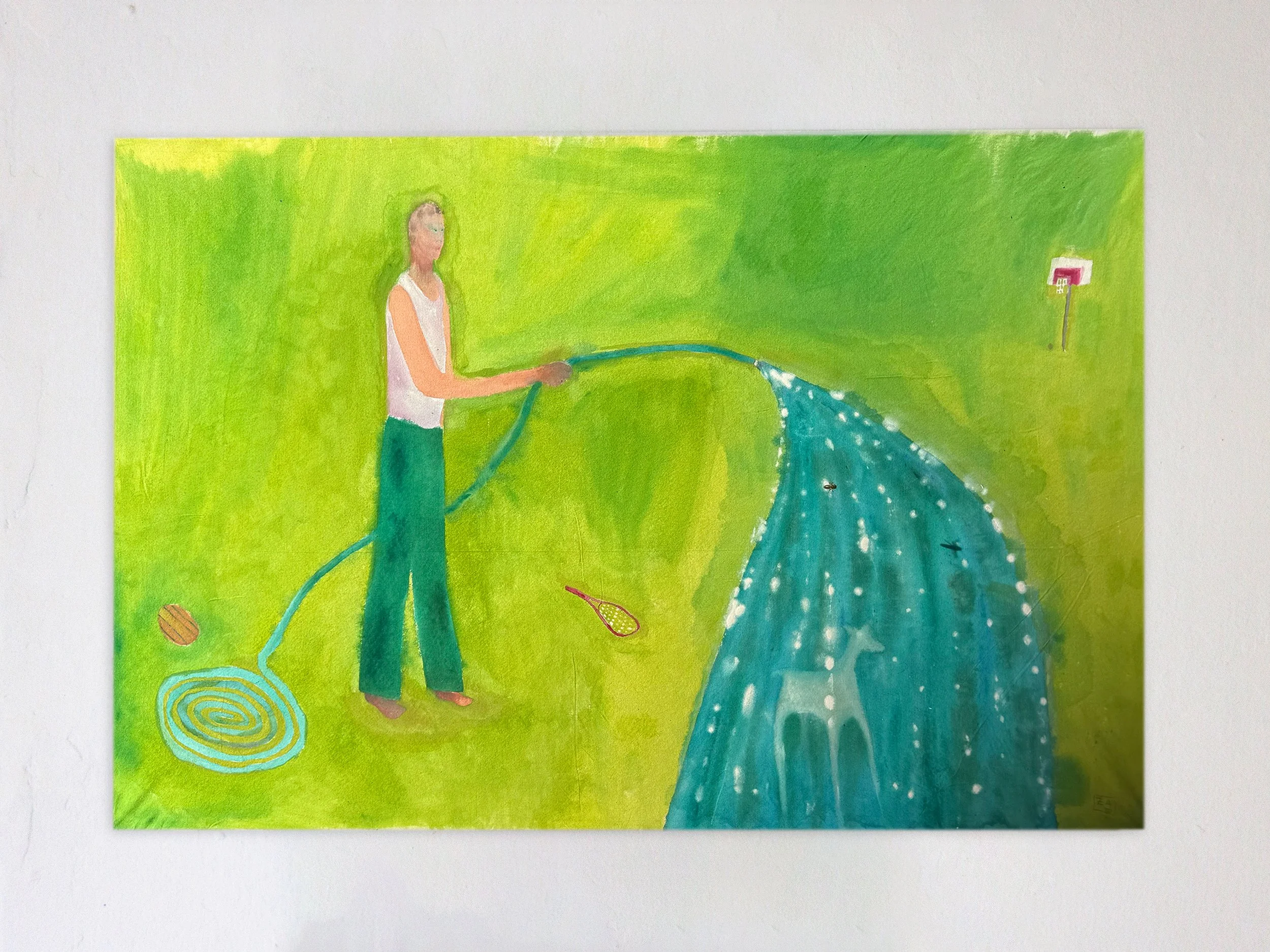 The late summer hose waters only my left half, or is it my right | 40 x 30