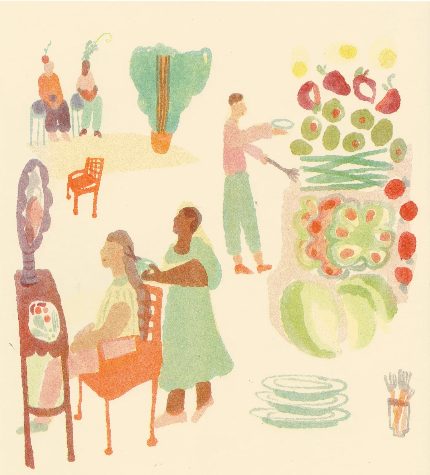 Salad Bar Barbershop Riso Print