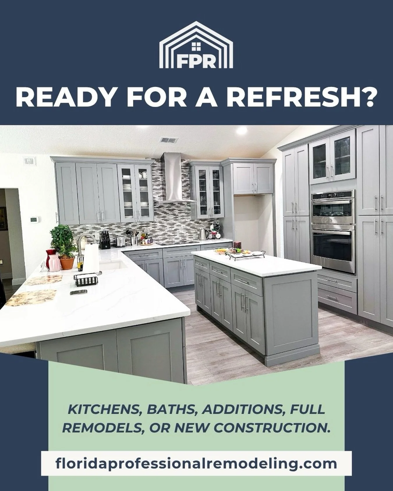 Ready for a refresh? ✨

At Florida Professional Remodeling, we don&rsquo;t just renovate spaces &mdash; we transform the place you call home. From stunning kitchens to full-scale remodels and new construction, our team brings craftsmanship, quality, 