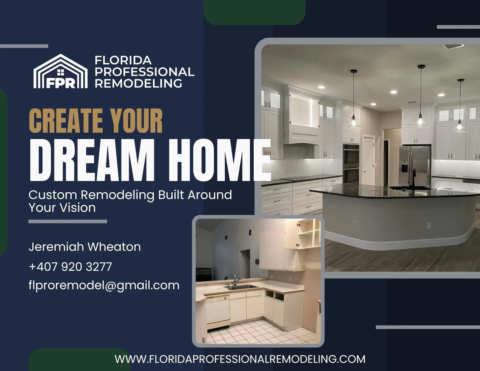 From outdated to outstanding.

This kitchen transformation completely changed the feel of the home with brighter finishes, custom cabinetry, updated lighting, and a more open, modern layout built for everyday living.

At Florida Professional Remodeli