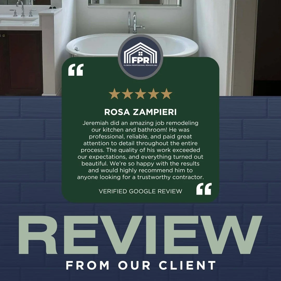 ⭐⭐⭐⭐⭐

Nothing means more to us than hearing that a client loves their finished space.

Thank you, Rosa, for trusting Florida Professional Remodeling with your kitchen and bathroom renovation. We take pride in delivering quality craftsmanship, attent