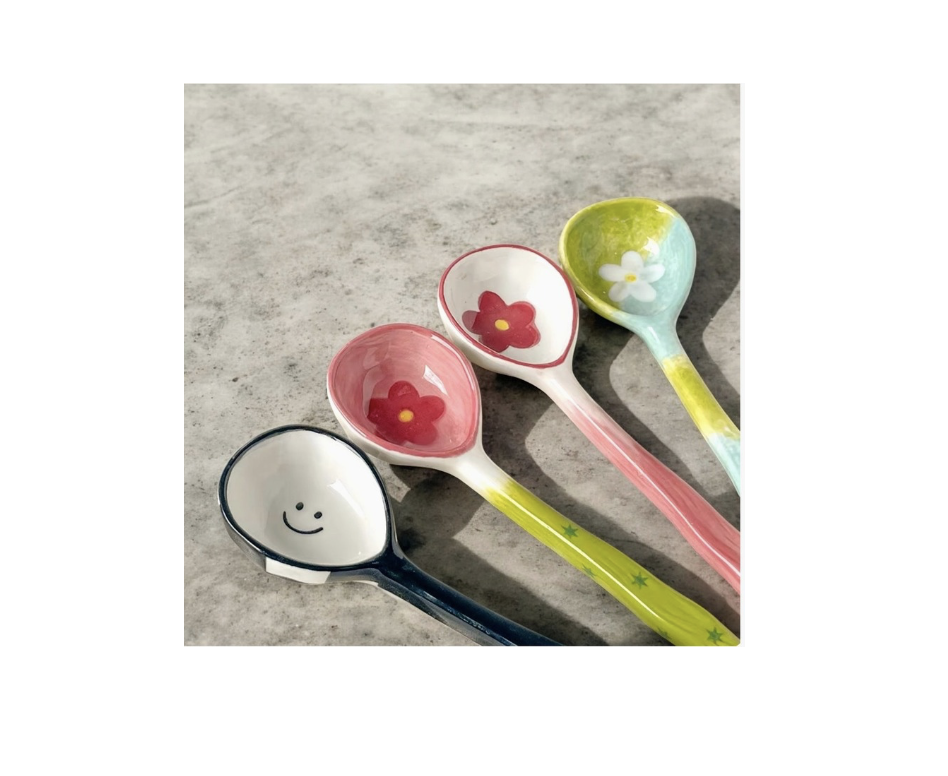 Ceramic Long Handle Soup Spoon