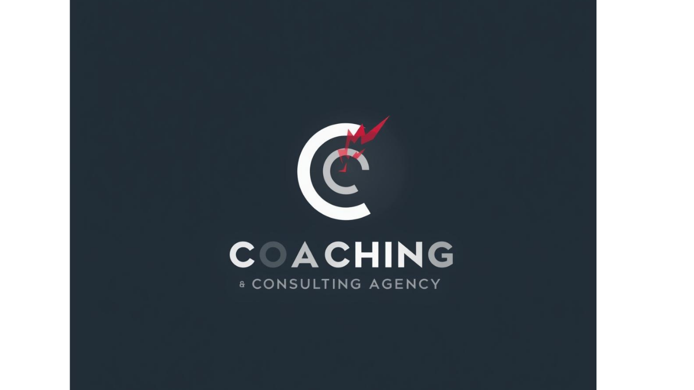 Logo of a coaching and consulting agency featuring a stylized target with an arrow and lightning bolt and the words "Coaching & Consulting Agency" against a dark background.