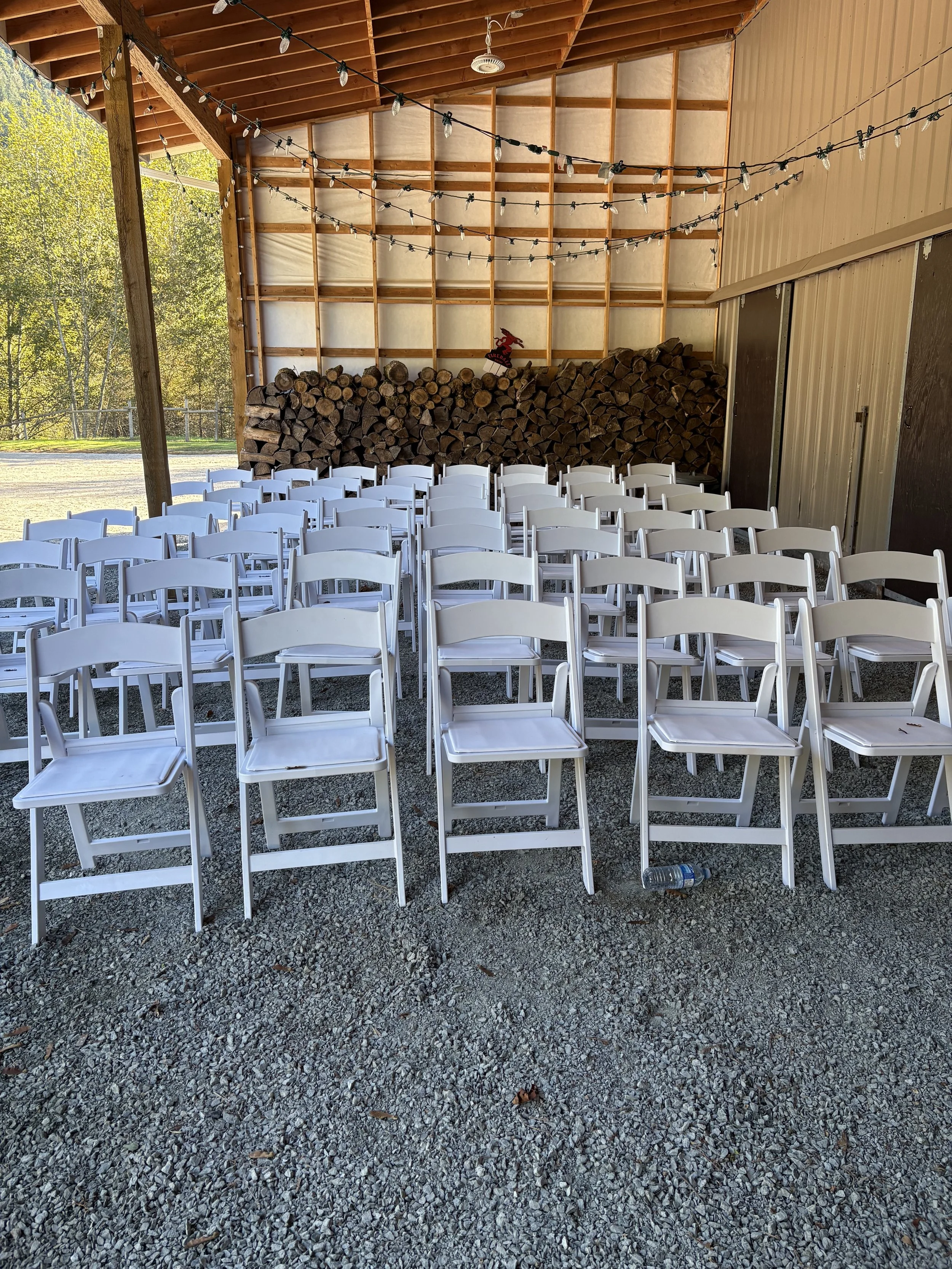 White resin chairs