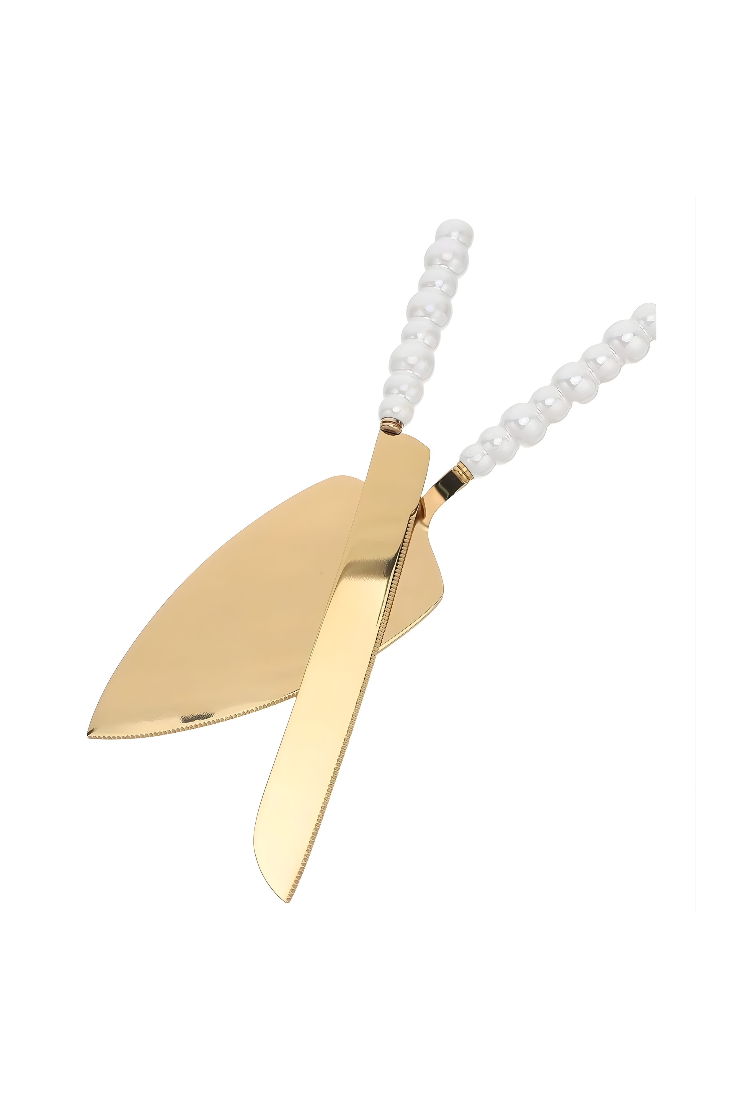 White Pearl Handle Cake Knife Set