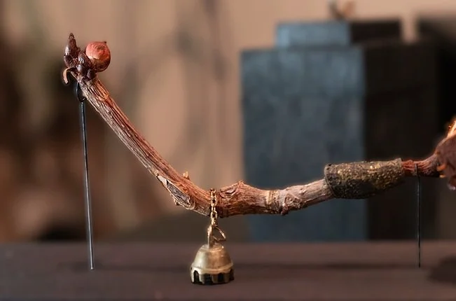 I'm Hungry ( Food Insufficiency) Horse Chestnut,  Wood, Copper, Brass, Simulated gem stones 5"