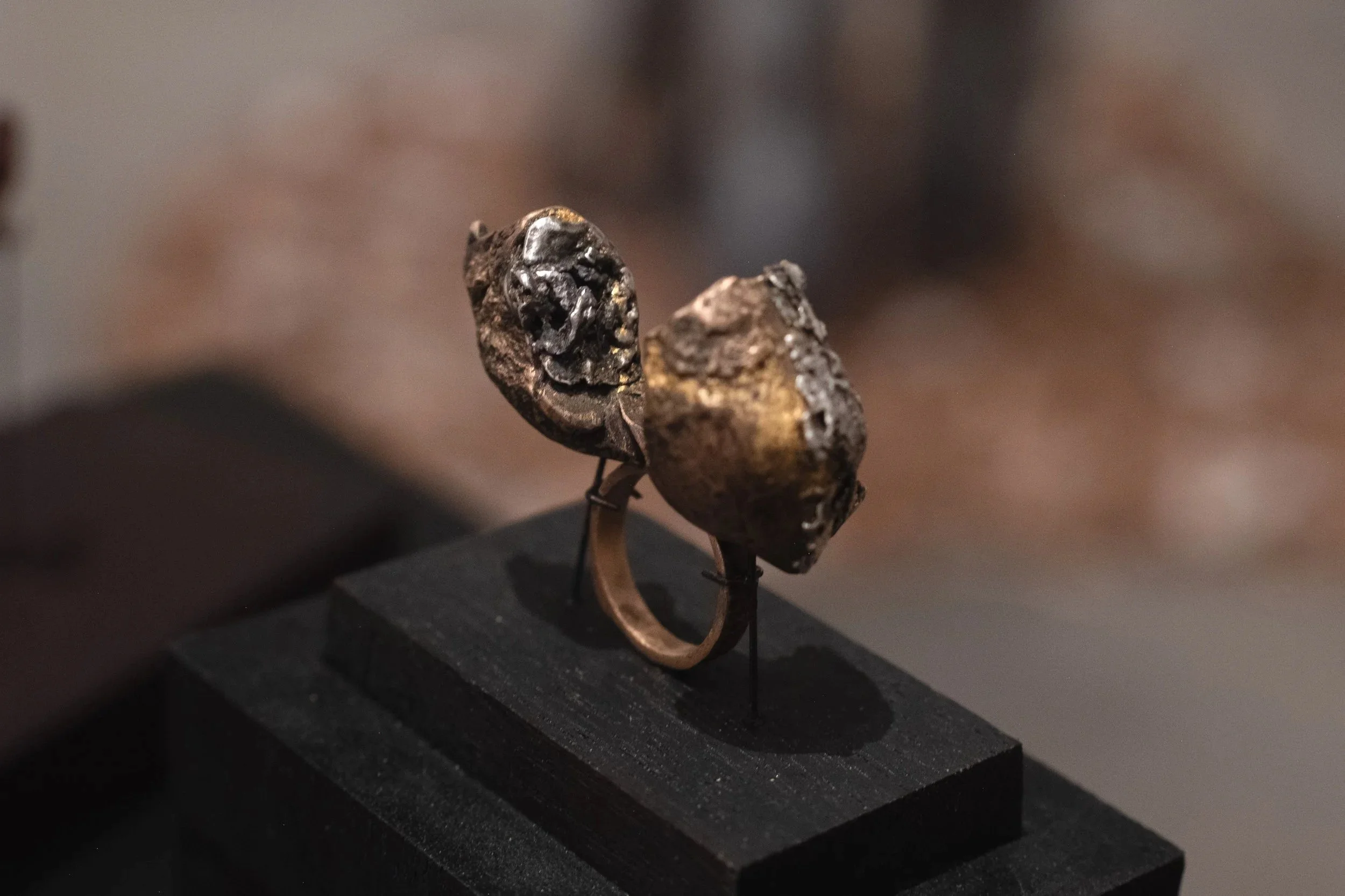 "Hiding Secrets Within" Bronze Cast/Fabrication, Fine Silver, and Amethyst.