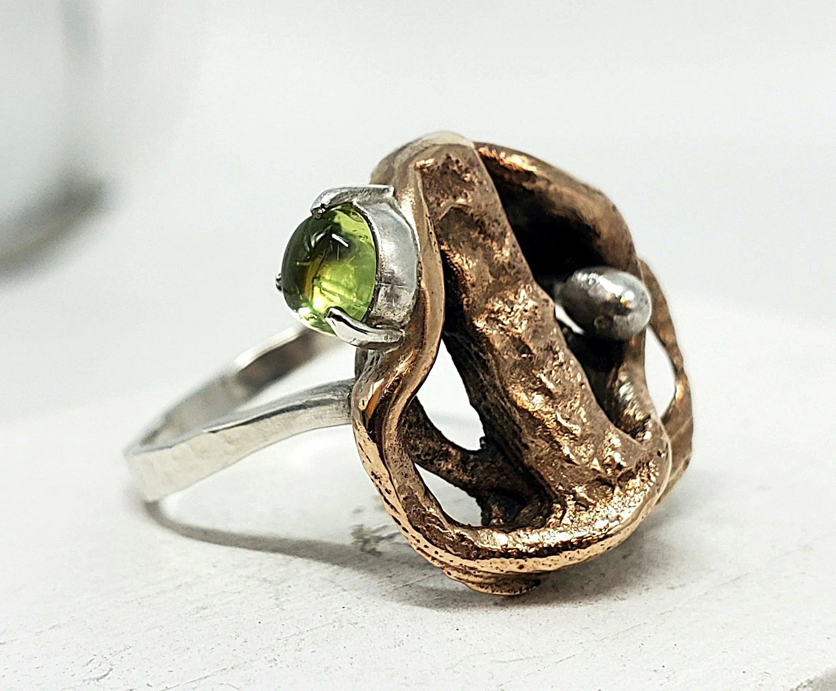  "Here I AM," Bronze, Peridot, Pearl, Fine Silver