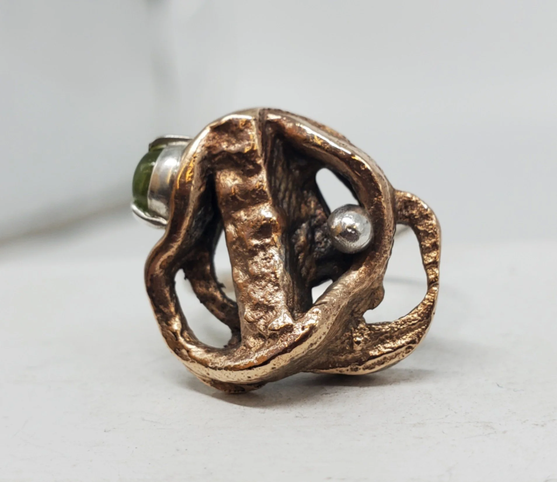  "Here I AM," Bronze, Peridot, Pearl, Fine Silver