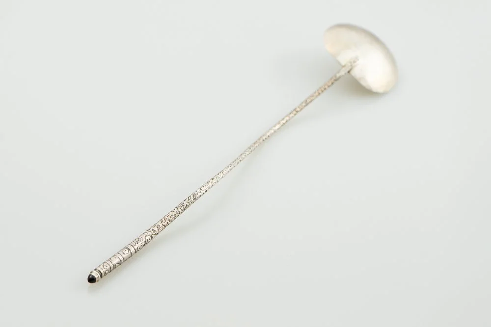 Spoon I - Fine Silver, Sterling Silver, Etched, Garnet 6"