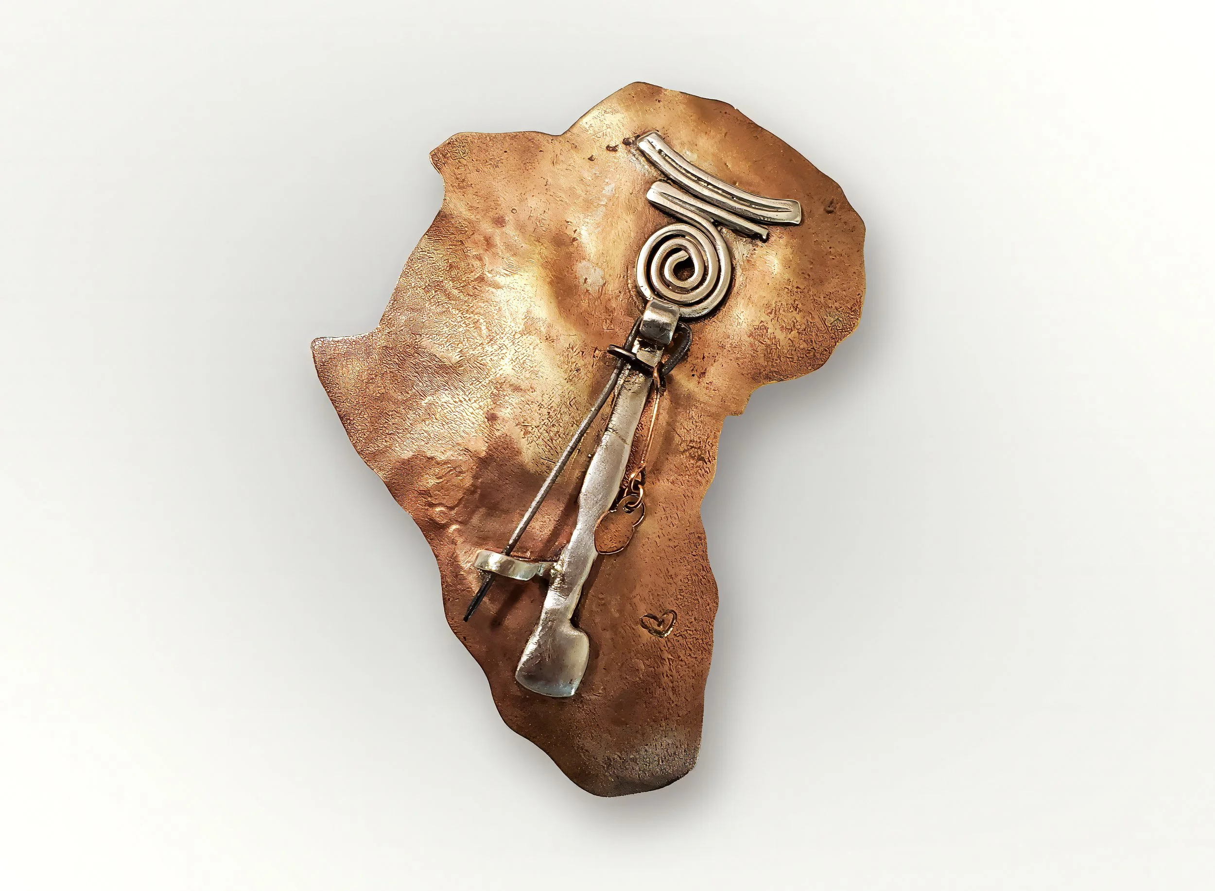 "Ancestral" Copper, Silver, Garnet (2" x 3") Brooches
