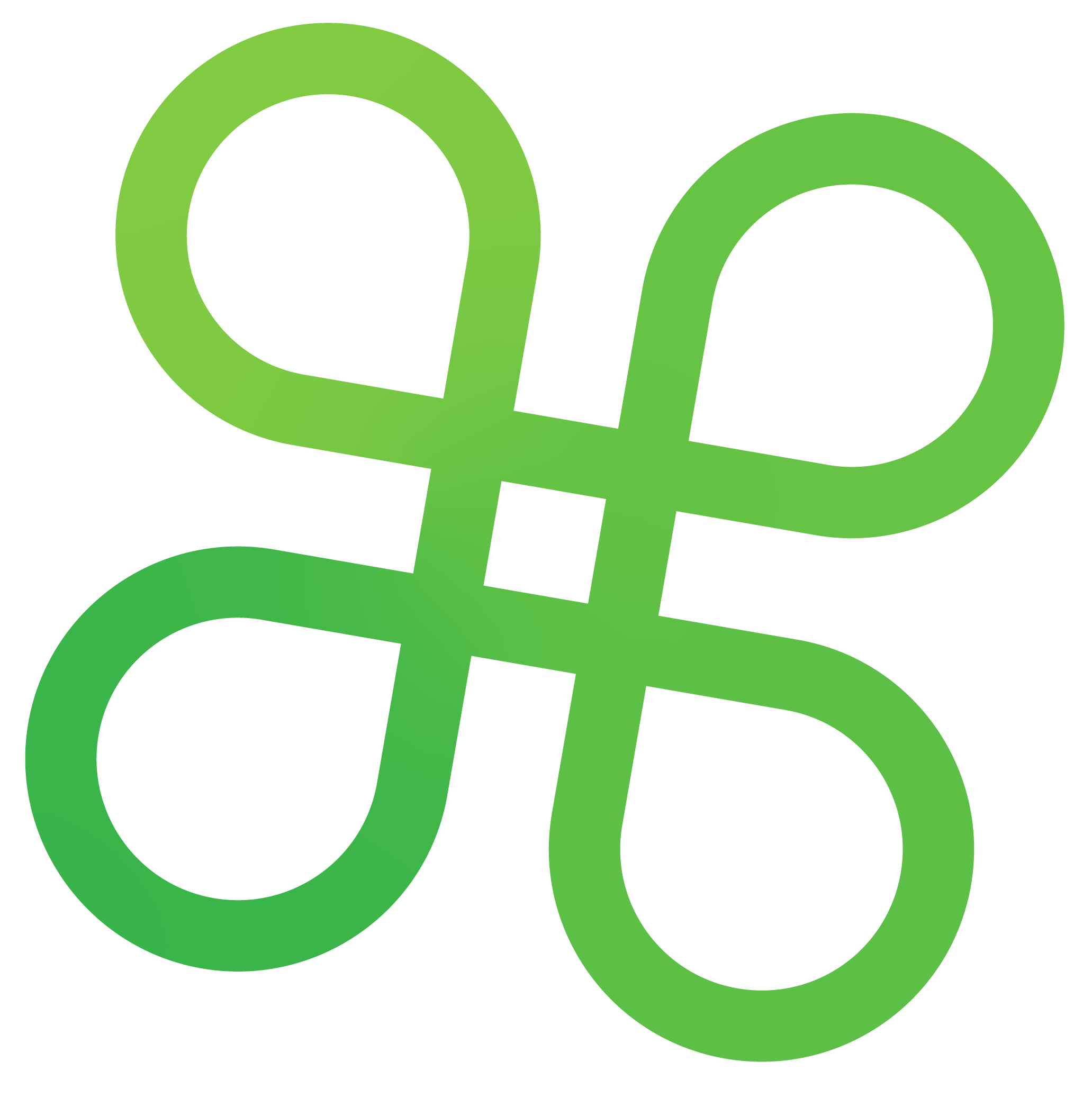 The BetLoop Brand Mark which resembles a green 4 leaf clover or 4 social chat bubble connected in the middle