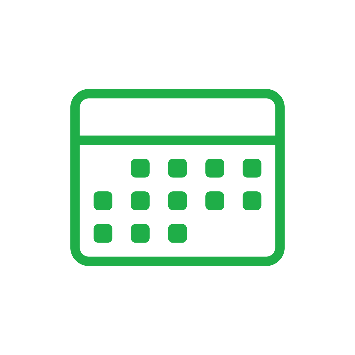 Green illustration of a calendar to show frequency