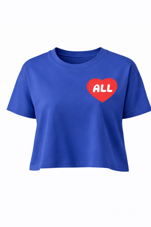 All Love Blue Crop Top Graphic Tee for Women - Affirmation apparel by Sawubona Life