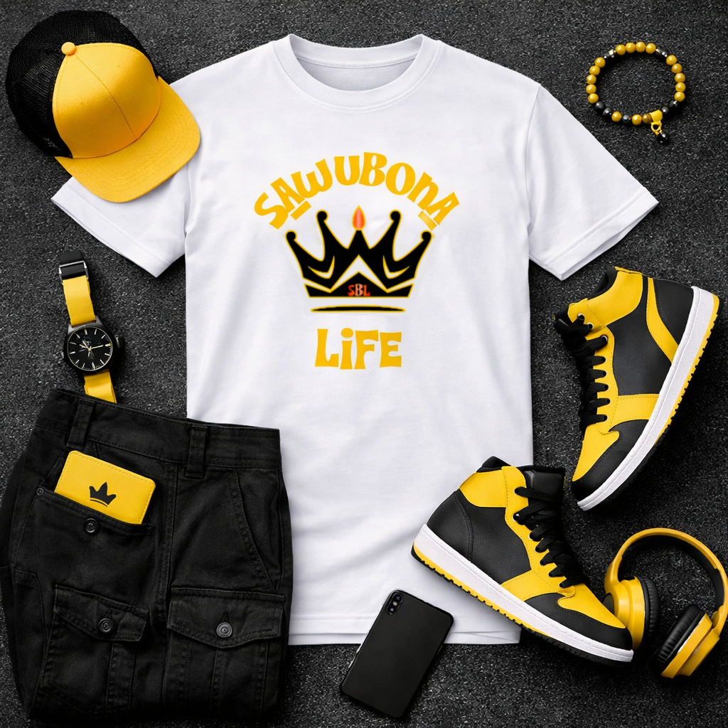 Sawubona Life Crown White Unisex Graphic Tee - Affirmation apparel by Sawubona Life