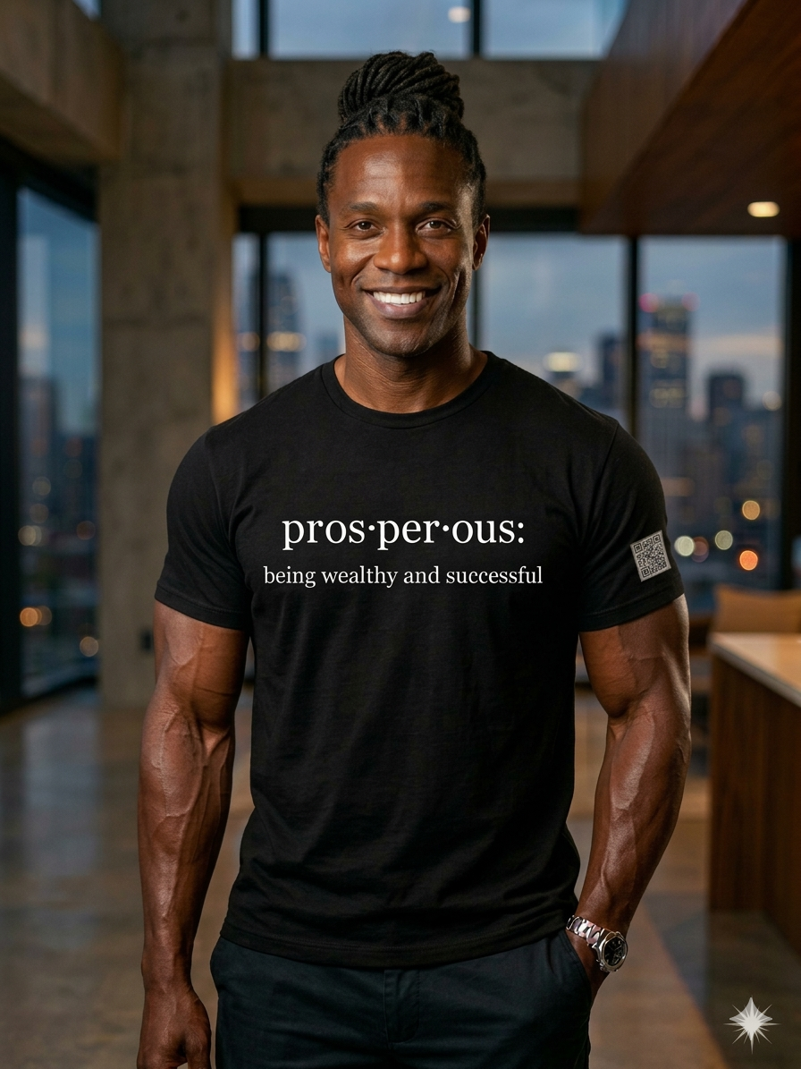 Prosperous Black Unisex Graphic Tee - Affirmation apparel by Sawubona Life