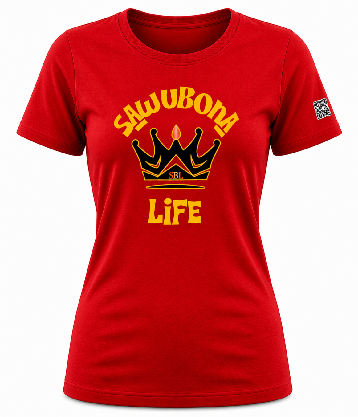 Sawubona Life Crown Red Ladies Graphic Tee - Affirmation apparel by Sawubona Life