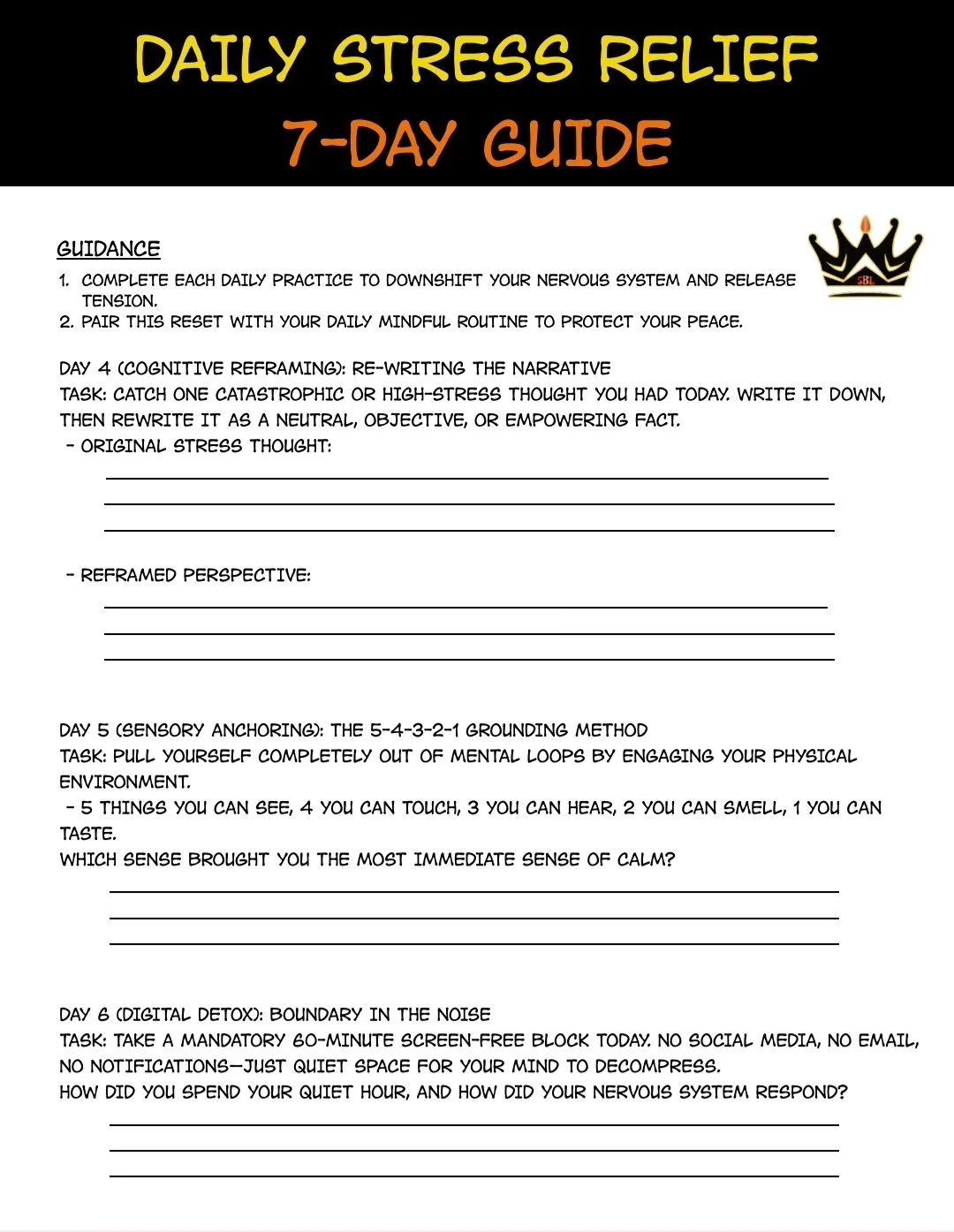 Daily Stress Relief: 7-Day Guide Page 2 - Digital Products by Sawubona Life